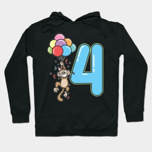 Fourth 4th Balloon Monkey Children's Birthday Hoodie